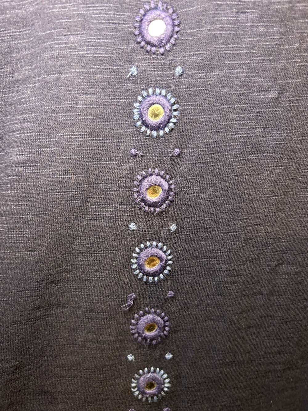 Chico's Navy Blue Soft Embellished Split V Tunic - Picture 4 of 6